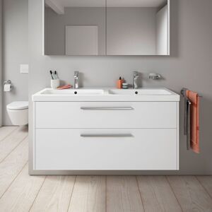 Duravit D-Code Waschtischunterschrank 120 cm mit Keramik-Doppelwaschtisch, mit 2 Auszügen, Griff chrom