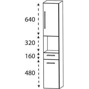 Puris Linea Hochschrank 40 x 30 x 160 cm mit 2 Türen, Anschlag rechts, 1 Schubkasten, 1 Fach, Griff 320