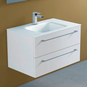 progettobagno Capri 75 Glaswaschtisch mit Unterschrank weiß matt