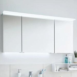 Puris Aspekt Spiegelschrank-Set 130 cm mit 3 Türen, größere Tür rechts und LED-Flächenleuchte