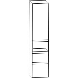 Puris c!puro Mittelschrank 30 cm mit 1 Tür, Anschlag rechts, 1 offenes Fach, 2 Auszüge, Griff 351