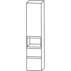 Puris c!puro Mittelschrank 40 cm mit 1 Tür, Anschlag links, 1 offenes Fach, 2 Auszüge, Griff 351