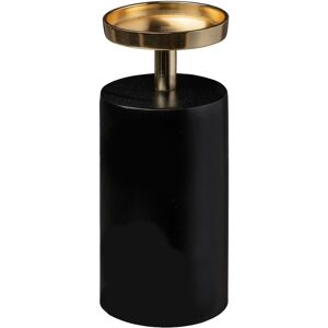 Kerzenhalter LEONIQUE "Stumpenkerzenhalter Azlynn", gold (schwarz, goldfarben), H:21cm Ø:9cm, Aluminium, Kerzenhalter, aus Aluminium, mit goldfarbenen Akzenten