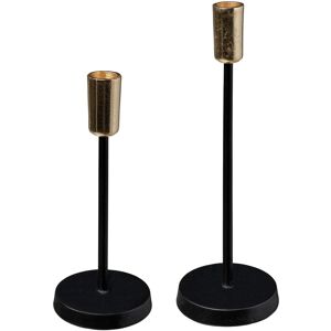 Kerzenhalter LEONIQUE "Stabkerzenhalter Azlynn", gold (schwarz, goldfarben), H:26cm Ø:8cm, Aluminium, Kerzenhalter, aus Aluminium