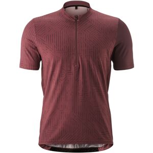 Radtrikot GONSO "Adventure Jersey Halfzip M", Herren, Gr. S, rot (rotbraun), 88% Polyester (recycelt), 12% Elasthan, Rundhals, Kurzarm, Trikots, Herren Fahrradtrikot kurzarm, Rückentasche mit RV, Quick-Dry, Slim Fit