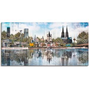 Leinwandbild ARTLAND "Köln Skyline Abstrakte Collage 20" Bilder Gr. B/H: 100 cm x 50 cm, Deutschland, 1 St., blau Leinwandbilder auf Keilrahmen gespannt