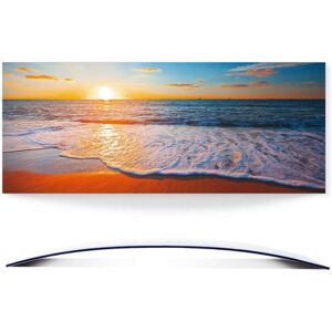 Wandbild ARTLAND "Sonnenuntergang und das Meer" Bilder Gr. B/H: 100 cm x 40 cm, Alu-Dibond-Druck Strand Querformat, 1 St., blau Kunstdrucke 3D Optik gebogen