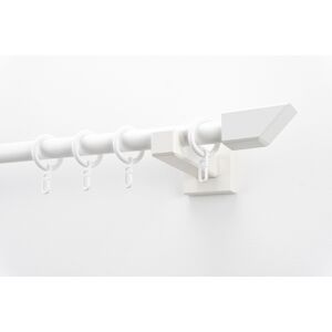 Gardinenstange GARESA "CUBUS", weiß, L:240cm Ø:20mm, Metall, Holz, Gardinenstangen, Vorhanggarnitur, verlängerbar, Endknopf abgeschrägt, mit Ringe