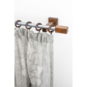 Gardinenstange GARESA "CUBUS", braun (nussbaum, chromfarben), L:280cm Ø:20mm, Metall, Holz, Gardinenstangen, Vorhanggarnitur, verlängerbar, Endknopf eckig, mit Ringe