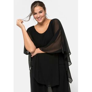 Tunika SHEEGO "Große Größen" Gr. 46, schwarz Damen Tuniken 3/4 arm in eleganter 2-in-1-Optik