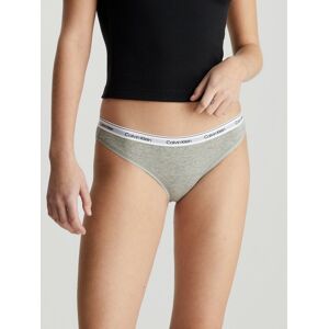 Bikinislip "BIKINI (LOW-RISE)", Damen, Gr. XXL (46), grau, Jersey, Obermaterial: 90% Baumwolle, 10% Elasthan, CALVIN KLEIN UNDERWEAR, meliert, körpernah, Unterhosen, mit Logobund