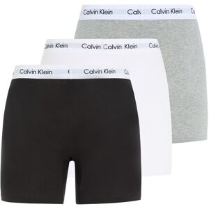 Boxer "BRIEF 3 PACK", Herren, Gr. L (52), 3 St., schwarz-weiß (grau, schwarz, weiß), Jersey, Obermaterial: 95% Baumwolle, 5% Elasthan, CALVIN KLEIN UNDERWEAR, unifarben, körpernah, Unterhosen, mit längerem Bein