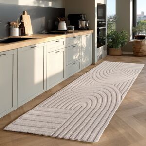 Teppich AYYILDIZ TEPPICHE "POMPEI 1611", beige (creme), B:80cm H:12mm L:150cm, Microfaser, Teppiche, Läufer, pflegeleichte Oberfläche, leicht zu reinigen, Kurzflor