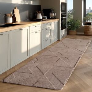 Teppich AYYILDIZ TEPPICHE "POMPEI 1613", beige, B:80cm H:12mm L:250cm, Microfaser, Teppiche, Läufer, pflegeleichte Oberfläche, leicht zu reinigen, Kurzflor