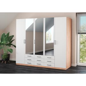 Kleiderschrank PRIESS "Amsterdam" Schränke Gr. B/H/T: 230 cm x 193 cm x 56 cm, ohne Beleuchtung, 5 St., braun (artisan eiche, weiß) Kleiderschränke mit oder ohne LED-Beleuchtung