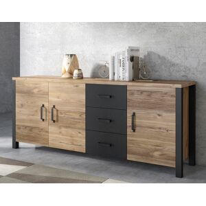 Sideboard HELVETIA "Olin WM" Sideboards Gr. B/H/T: 192 cm x 79 cm x 43 cm, 3, schwarz (appenzeller fichte, matt) Sideboards Breite 192 cm