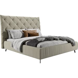 Polsterbett LEONIQUE "Maxime, in 4 Breiten bis 200cm, auch in Leder", silber (silberfarben), B:216cm H:143cm L:254cm, 100% Polyester, Betten, Kopfteilhöhe 143 cm, belastbar bis 280 kg, auch in Überlänge 220cm