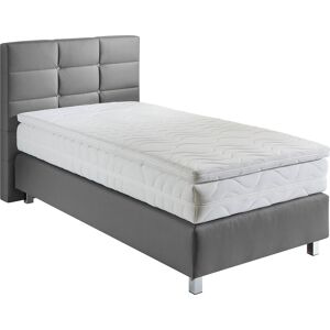 Boxspringbett WESTFALIA SCHLAFKOMFORT Komplettbetten Gr. Kunstleder Mit Kaltschaum-Topper, Liegefläche B/L: 100 cm x 200 cm, Gewicht bis: 80 kg H2, 7-Zonen-Kaltschaummatratze, grau Boxspringbett Boxspringbetten ohne Bettkasten mit Knöpfen in Kristalloptik