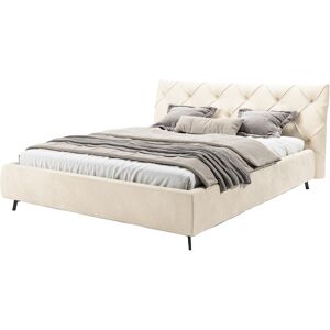 Polsterbett LEONIQUE "Elloree, in 4 Breiten bis 200cm, auch in Leder", beige (nature), B:216cm H:105cm L:254cm, 94% Polyester, 6% Nylon, Betten, Kopfteilhöhe 105 cm, belastbar bis 280 kg, auch in Überlänge 220cm