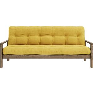 Schlafsofa KARUP DESIGN "KNOB", gelb (honey), B:205cm H:79cm T:95cm, Matratzenmaterialzusammensetzung: Futonmatratze mit Knopfheftung, Höhe 14 cm, aus recyceleten Mischfasern mit einem Kern aus 4 cm Schaumstoff. Matratzenfüllung: Baumwoll-Mix-Füllung 90-9