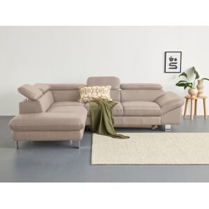 Ecksofa COTTA "Driver L-Form", beige (natural), B:268cm H:73cm T:214cm, Kunstleder SOFTLUX, LEDER BEEFY (ein abgedecktes Spalt-Rindsleder) im Sitz und Rücken (Korpus in Kunstleder), Luxus-Kunstleder, NaturLEDER (echtes Rindsleder) im Sitz und Rücken (Rück