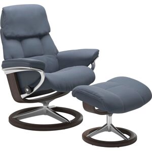 Relaxsessel STRESSLESS "Ruby", blau (sparrow blau paloma), B:88cm H:101cm T:78cm, Leder BATICK: BATICK ist ein leicht korrigiertes, durchgefärbtes und genarbtes Möbelleder, bei dem die meisten Unebenheiten und Spuren in der Regel entfernt wurden., Leder P
