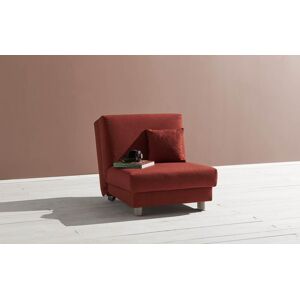 Schlafsofa ELL + ELL "Enny", rot, B:80cm H:85cm T:100cm, Sofas, Liegefläche Breite 80 cm, Liegehöhe 40 cm, Füße alufarben, Rückenlehne