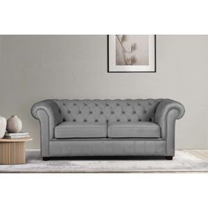 3-Sitzer HOME AFFAIRE "CHARENTE wahlweise mit Bettfunktion hochwertigem" Sofas Gr. B/H/T: 198 cm x 74 cm x 89 cm, Samtvelours, ohne Bettfunktion, grau (hellgrau) 3-Sitzer Sofas Metalluntergestell, hochwertige Knopfheftung