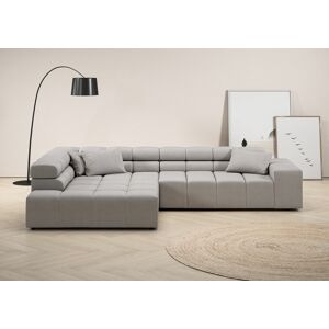 Ecksofa INOSIGN "Ancona incl. Kopfteilverstellung, OTTOs Choice, Breite 319cm, L-Form", grau (hellgrau), B:319cm H:70cm T:215cm, Struktur (85% Polyester, 15% Viskose), Luxus-Microfaser weich (98% Polyester, 2% Nylon), Velours (100% Polyester), Sofas, wahl