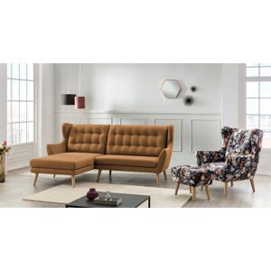 Ecksofa LEONIQUE "Louanne, L-Form", orange (golden orange), B:250cm H:107cm T:173cm, Sofas, mit Holzfüßen
