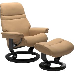 Fußhocker STRESSLESS "Sunrise", beige (sand paloma), B:57cm H:39cm T:40cm, Leder BATICK: BATICK ist ein leicht korrigiertes, durchgefärbtes und genarbtes Möbelleder, bei dem die meisten Unebenheiten und Spuren in der Regel entfernt wurden., Leder PALOMA: