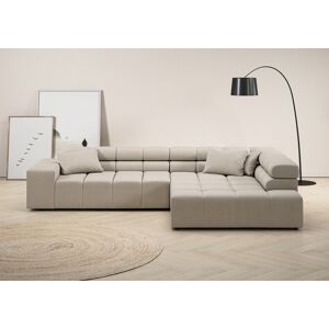 Ecksofa INOSIGN "Ancona incl. Kopfteilverstellung, OTTOs Choice, Breite 319cm, L-Form", grau (taupe), B:319cm H:70cm T:215cm, Struktur (85% Polyester, 15% Viskose), Luxus-Microfaser weich (98% Polyester, 2% Nylon), Velours (100% Polyester), Sofas, wahlwei