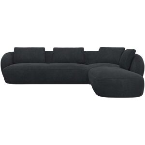 Ecksofa FLEXLUX "Torino, rund, L-Form, Sofa-Ecke mit Ottomane", grau (anthrazit grau), B:296cm H:85cm T:237cm, Sofas, Modernes, organisches Sofa-Design, Kaltschaum, Wellenunterfederung