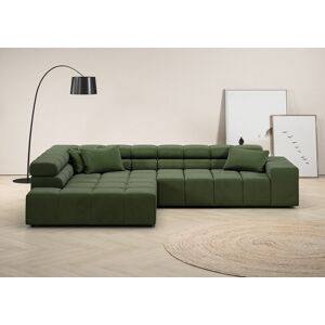 Ecksofa INOSIGN "Ancona incl. Kopfteilverstellung, OTTOs Choice, Breite 319cm, L-Form", grün (oliv), B:319cm H:70cm T:215cm, Struktur (85% Polyester, 15% Viskose), Luxus-Microfaser weich (98% Polyester, 2% Nylon), Velours (100% Polyester), Sofas, wahlweis