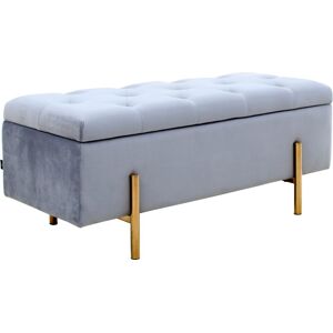 Bettbank LEONIQUE "Aubrey", grau, B:100cm H:42,5cm T:40cm, Massivholz, Sperrholz, Polyester, Sitzbänke, Sitzfläche gesteppt, mit Strauraum