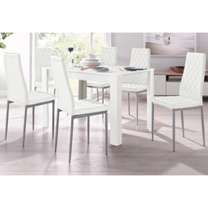 Essgruppe INOSIGN "TOPSELLER Tisch, Stuhl, OTTOs Choice", weiß (weiß mit struktur, weiß), B:120cm, FSC-zertifizierter Holzwerkstoff, Sitzmöbel-Sets, Tisch 120 cm, 4 Stühle in Lederoptik