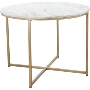 Esstisch LEONIQUE "Gondat", bunt (marmor, golden, goldchrome, marmor), B:90cm H:76cm T:90cm, Tische, mit Tischplatte in Marmor-Optik, Gestell aus Metall golden, Höhe 76 cm