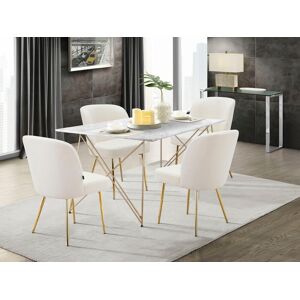 Esstisch LEONIQUE "Louie, TOPSELLER", weiß (marmorfarben, golden, golden, marmorfarben), B:160cm H:76cm T:90cm, Tische, mit Tischplatte in Marmor Optik, Gestell aus Metall golden, Höhe 76 cm