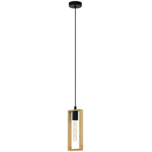 EGLO Hängeleuchte "LITTLETON", schwarz (schwarz braun), B:10,00cm H:110,00cm L:11,00cm Ø:0,00cm, Lampen, Vintage Pendelleuchte, Schwarz, braun, Fassung E27, FSC zertifiziert