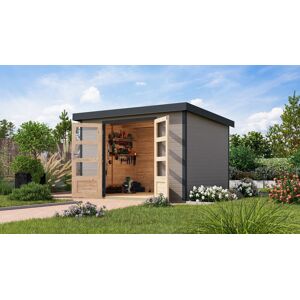 Gartenhaus KARIBU "Jupiter 5 D", wassergrau, anthrazit, ohne Fußboden, Holz, Stahl, Gartenhäuser, in verschiedenen Farben