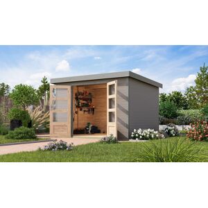 Gartenhaus KARIBU "Jupiter 5 D", wassergrau, graualuminium, ohne Fußboden, Holz, Stahl, Gartenhäuser, in verschiedenen Farben