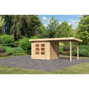 Gartenhaus KARIBU ""Ammersee 2" SET mit Anbaudach 2,35 m Breite" Gartenhäuser beige (naturbelassen) Gartenhäuser aus Holz naturbelassen oder terragrau