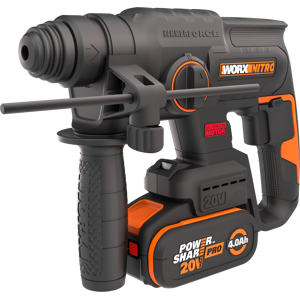 Akku-Bohrhammer WORX "NITRO WX381", bunt (schwarz, orange), B:21mm H:8,1mm L:28,2mm, Bohrmaschinen, Brushless-Motor, 3-In-1, inkl. Akku & Schnellladegerät