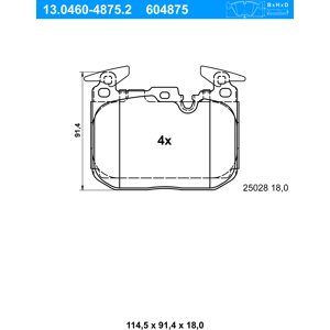 Ate Bremsbeläge Vorne (13.0460-4875.2) Für Bmw 1 4 3 2 Scheibenbremsbelagsatz.