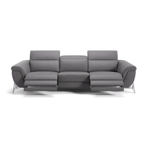 sofanella Leder 3 Sitzer Couchgarnitur ARINA modern Relaxfunktion 285x76x101cm grau