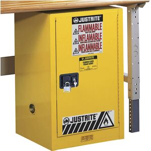 Justrite FM-Sicherheits-Kleinschrank, Untertischschrank, eintürig, selbstschließend, gelb