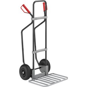 eurokraft pro Sackkarre mit Kufen, schwarz, Paketschaufel-BxT 430 x 450 mm, verzinkt, Luftbereifung