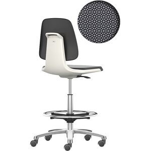 bimos Arbeitsdrehstuhl LABSIT, Hochstuhl mit Sitz-Stopp-Rollen und Fußring, Sitz Supertec, weiß