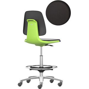 bimos Arbeitsdrehstuhl LABSIT, Hochstuhl mit Sitz-Stopp-Rollen und Fußring, Sitz mit Kunstlederbezug, grün