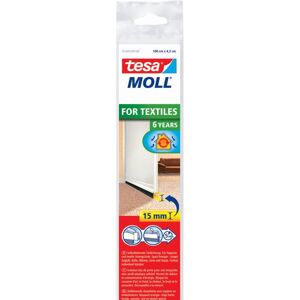 tesamoll Standard Türdichtschiene für bis zu 15 mm Spalten, für Textilböden, 1 m x 43 mm, weiß